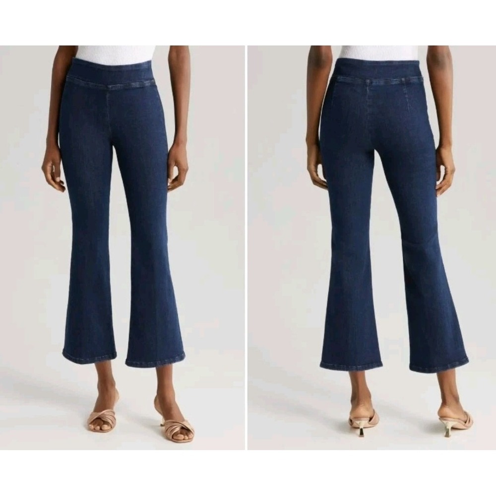 FRAME Jetset Crop Mini Boot Keller Wash Jean Pull-On Blue Denim JCMB630 Sz 1